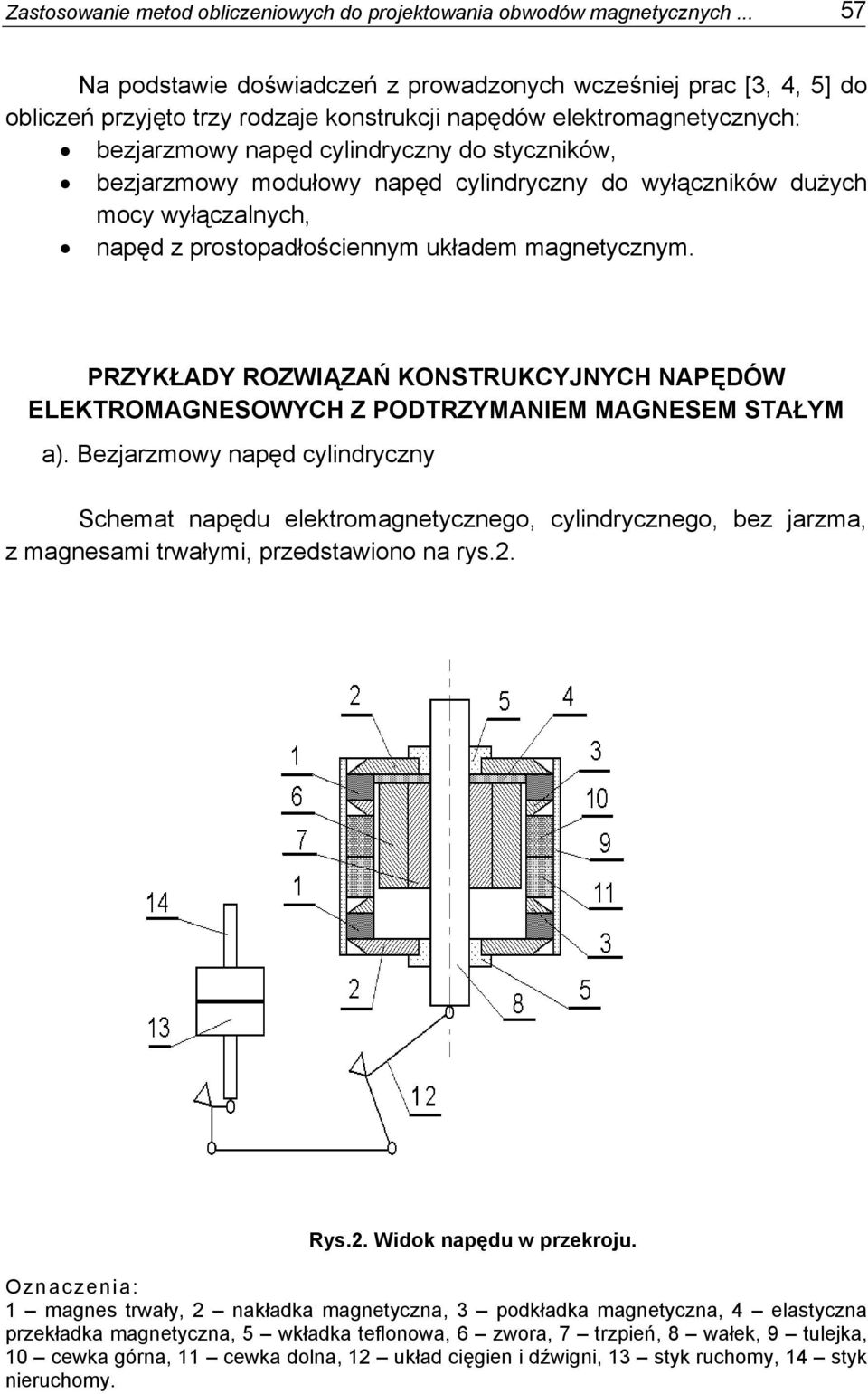napę cyinryczny o wyłączników użych ocy wyłączanych, napę z prostopałościenny ukłae agnetyczny. PRZYKŁADY ROZWIĄZAŃ KONTRUKCYJNYCH NAPĘDÓW ELEKTROMAGNEOWYCH Z PODTRZYMANIEM MAGNEEM TAŁYM a).