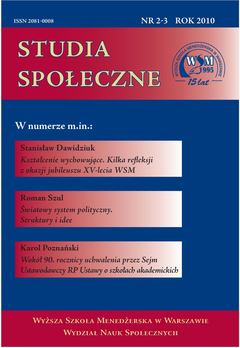 Stanisław Dawidziuk Kształcenie wychowujące. Kilka refleksji z okazji  jubileuszu XV-lecia WSM - PDF Free Download
