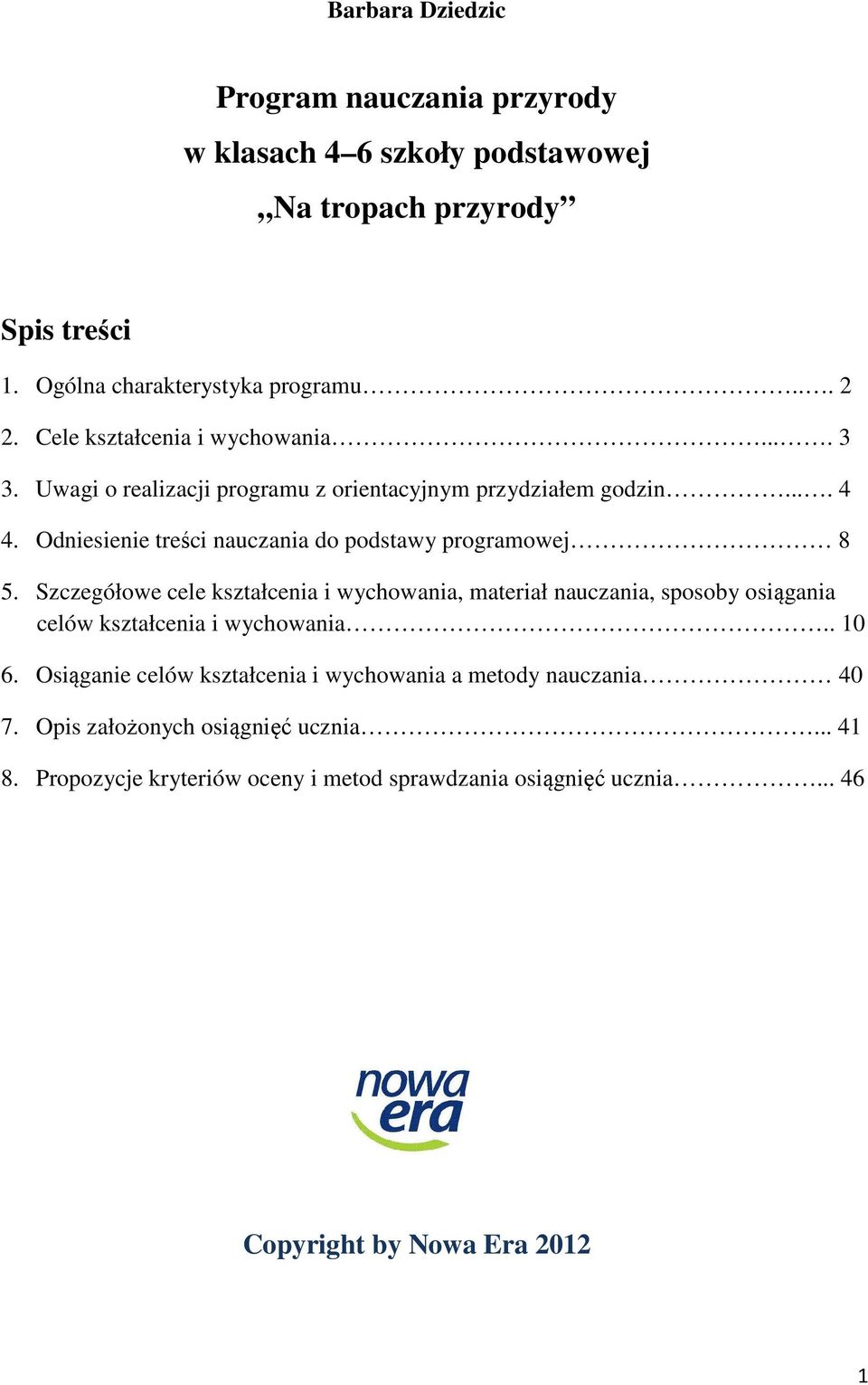 Odniesienie treści nauczania do podstawy programowej 8 5.