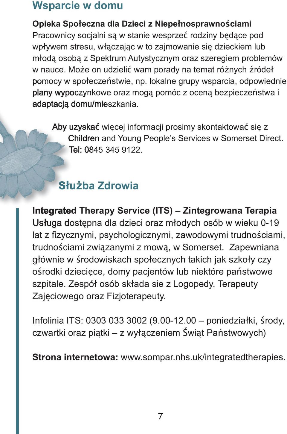 lokalne grupy wsparcia, odpowiednie plany wypoczynkowe oraz mogą pomóc z oceną bezpieczeństwa i adaptacją domu/mieszkania.