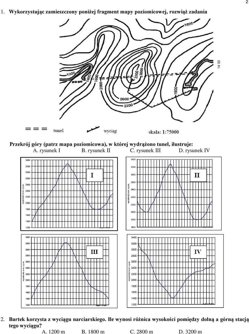 rysunek II C. rysunek III D. rysunek IV 2. Bartek korzysta z wyciągu narciarskiego.
