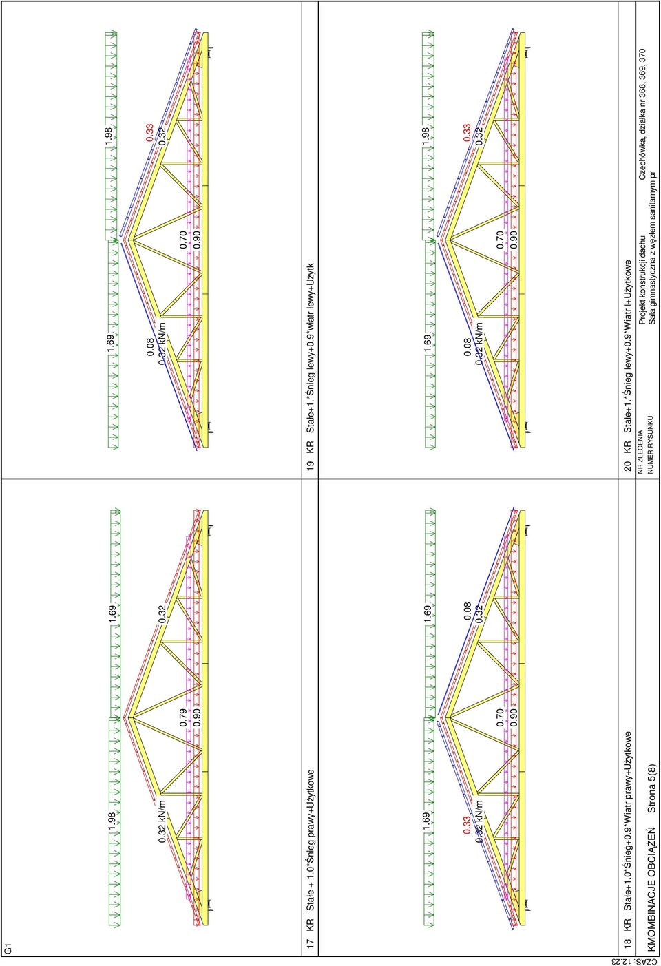 69 0.08 0.32 1.69 1.98 0.08 0.32 kn/m 0.33 0.32 0.70 0.90 19 KR Stałe+1.*Śnieg lewy+0.
