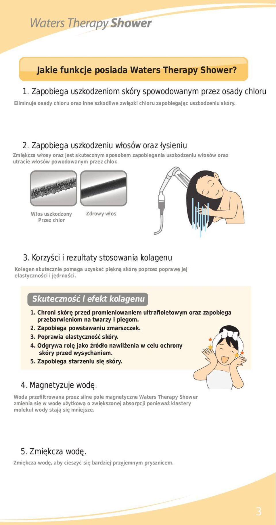 Włos uszkodzony Przez chlor Zdrowy włos 3. Korzyści i rezultaty stosowania kolagenu Kolagen skutecznie pomaga uzyskać piękną skórę poprzez poprawę jej elastyczności i jędrności.