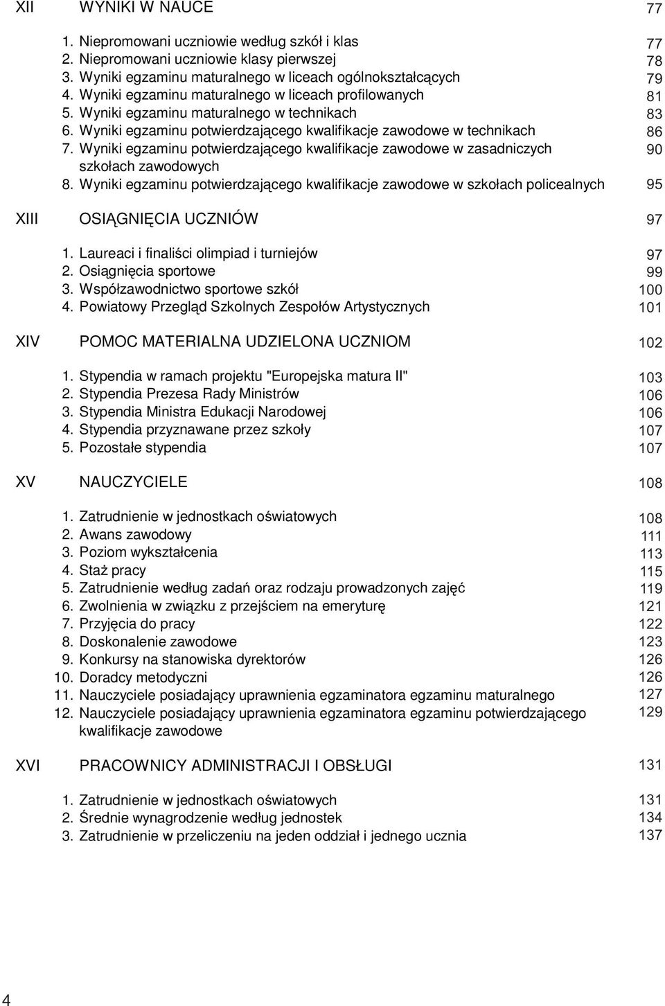 Wyniki egzaminu potwierdzającego kwalifikacje zawodowe w zasadniczych szkołach zawodowych 8. Wyniki egzaminu potwierdzającego kwalifikacje zawodowe w szkołach policealnych OSIĄGNIĘCIA UCZNIÓW 1.