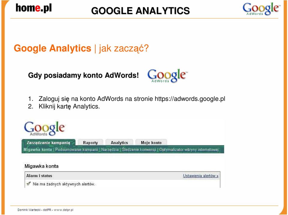Zaloguj się na konto AdWords na