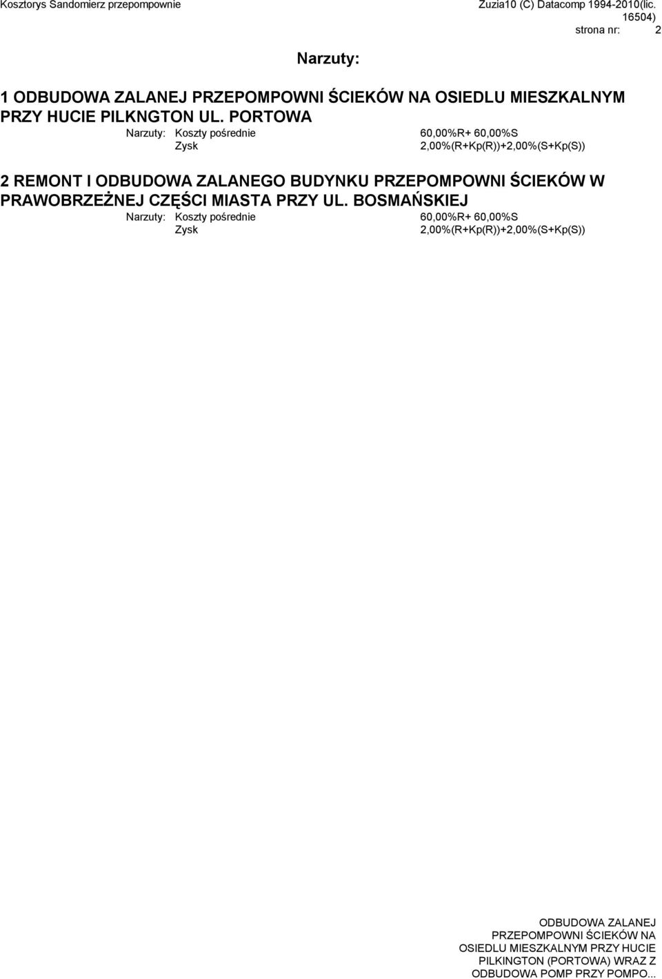 ODBUDOWA ZALANEGO BUDYNKU PRZEPOMPOWNI ŚCIEKÓW W PRAWOBRZEŻNEJ CZĘŚCI MIASTA PRZY UL.