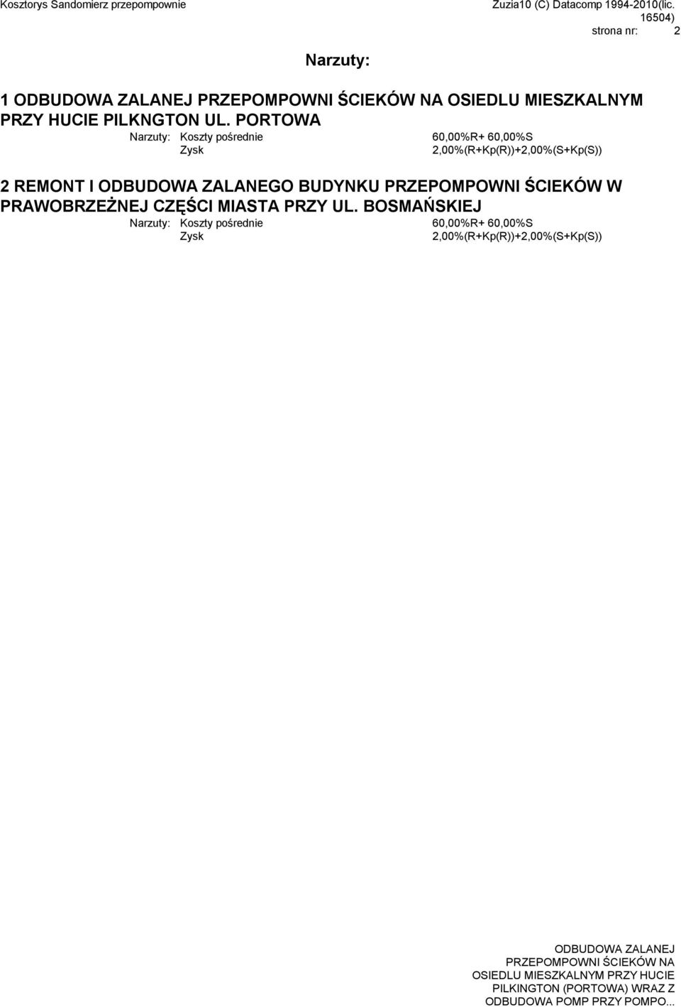 ODBUDOWA ZALANEGO BUDYNKU PRZEPOMPOWNI ŚCIEKÓW W PRAWOBRZEŻNEJ CZĘŚCI MIASTA PRZY UL.