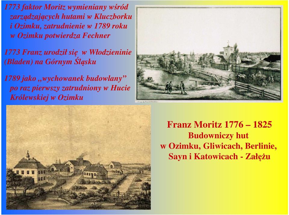 Śląsku 1789 jako wychowanek budowlany po raz pierwszy zatrudniony w Hucie Królewskiej w Ozimku
