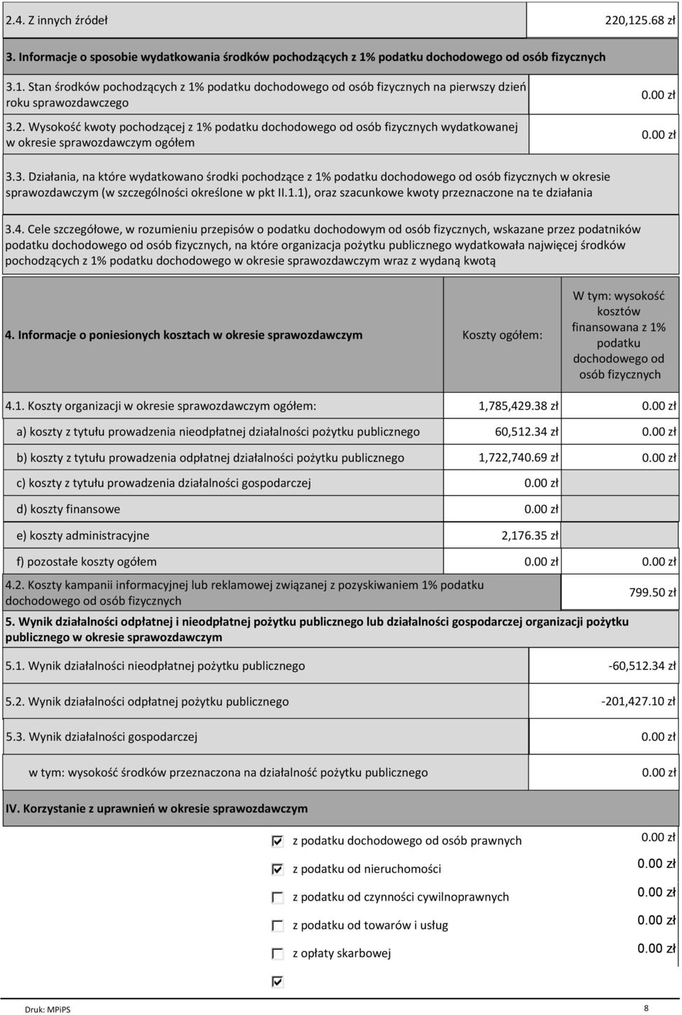 3. DziaГania, na ktѓre wydatkowano rodki pochodzйce z 1% podatku dochodowego od osѓb fizycznych w okresie sprawozdawczym (w szczegѓlno ci okre lone w pkt II.1.1), oraz szacunkowe kwoty przeznaczone na te dziaгania 3.