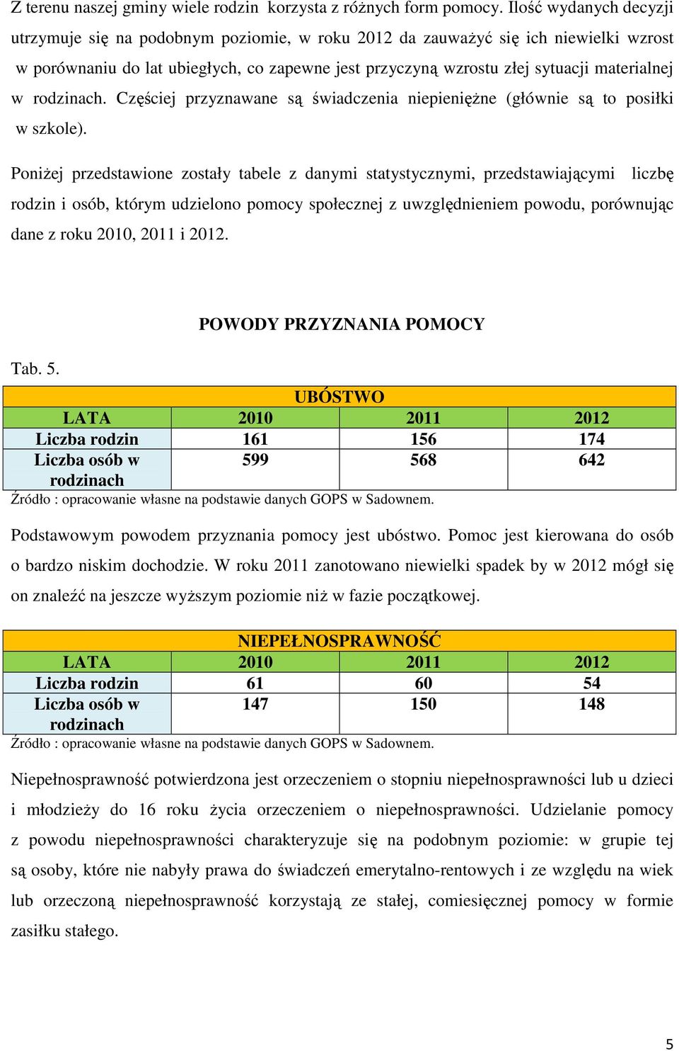 w rodzinach. Częściej przyznawane są świadczenia niepienięŝne (głównie są to posiłki w szkole).