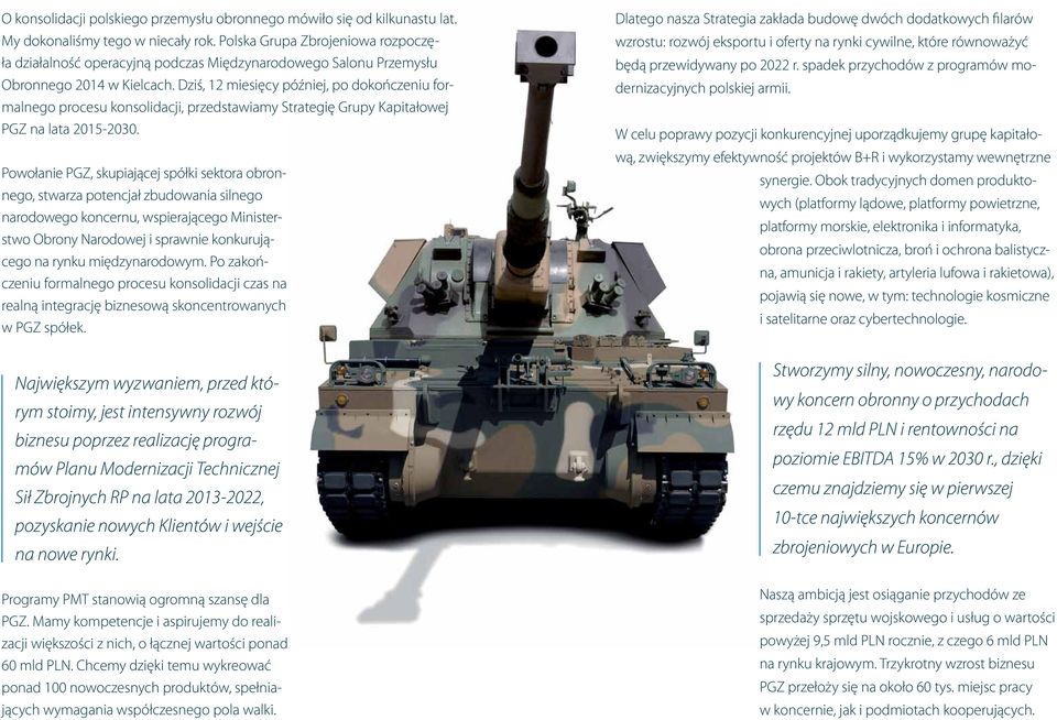 Dziś, 12 miesięcy później, po dokończeniu formalnego procesu konsolidacji, przedstawiamy Strategię Grupy Kapitałowej PGZ na lata 2015-2030.