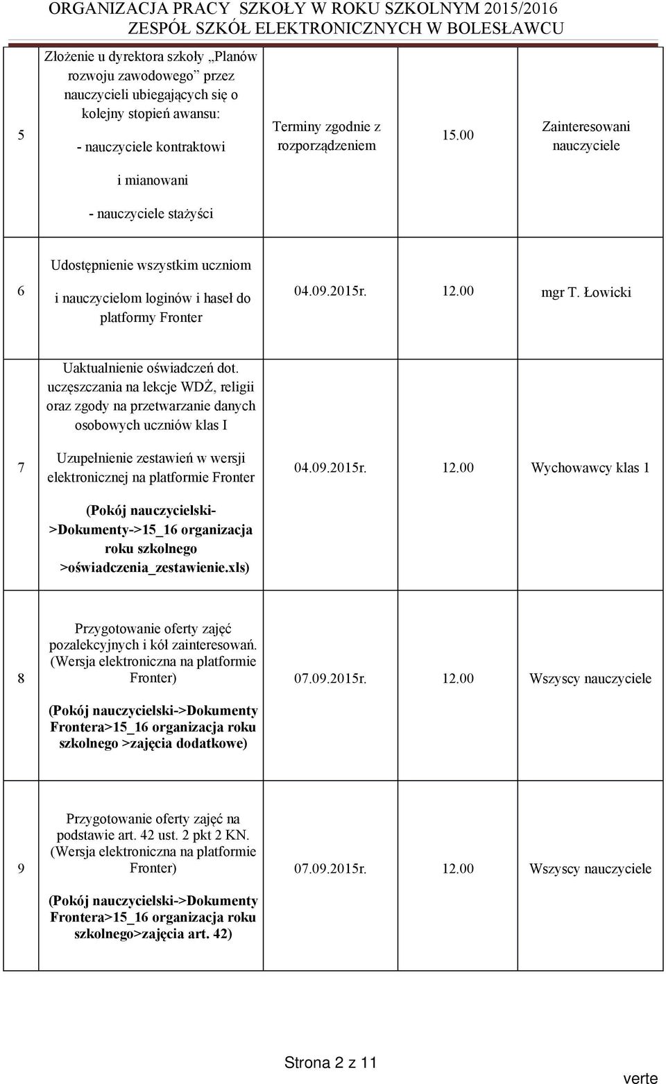 Łowicki 7 Uaktualnienie oświadczeń dot.