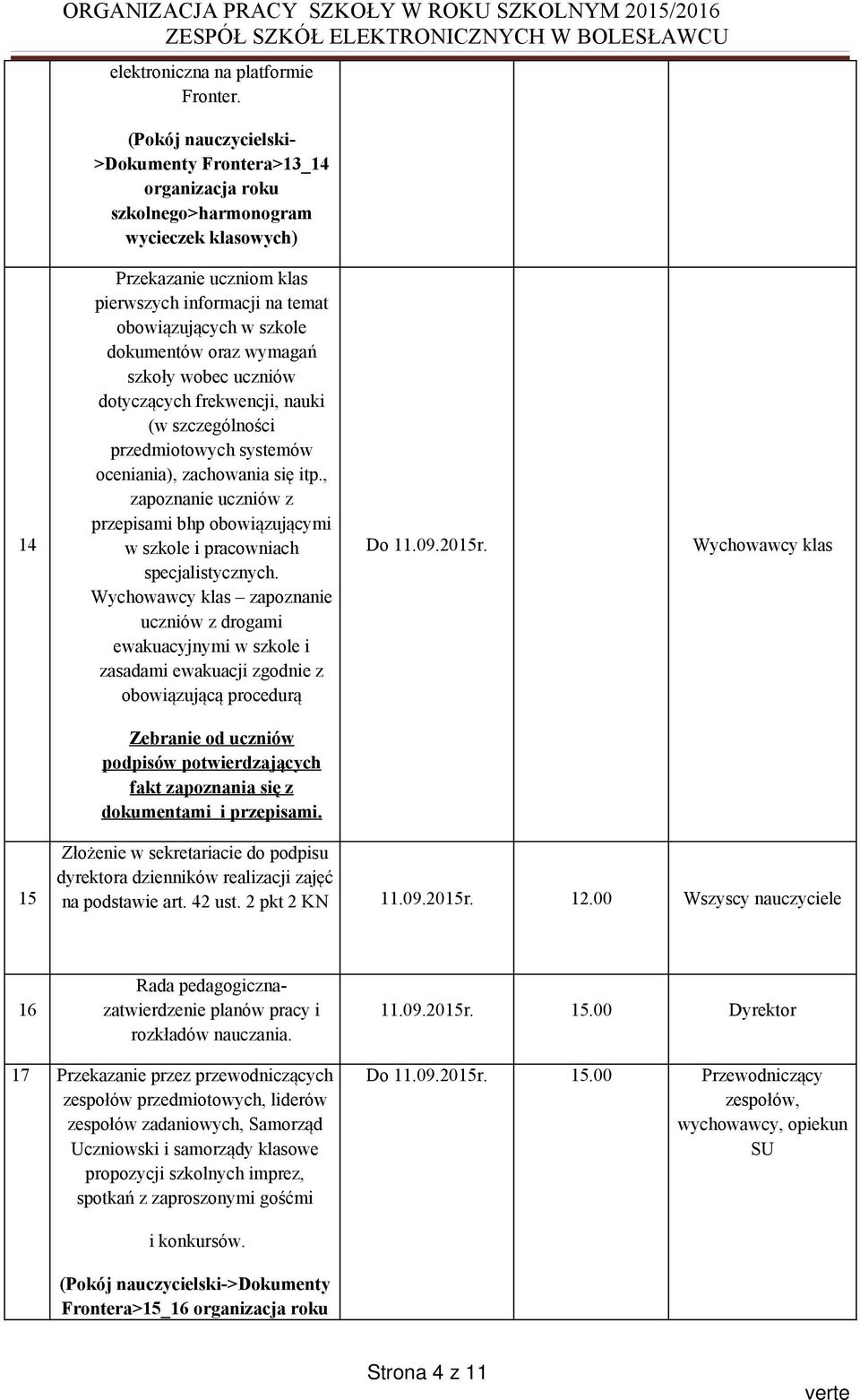 dokumentów oraz wymagań szkoły wobec uczniów dotyczących frekwencji, nauki (w szczególności przedmiotowych systemów oceniania), zachowania się itp.