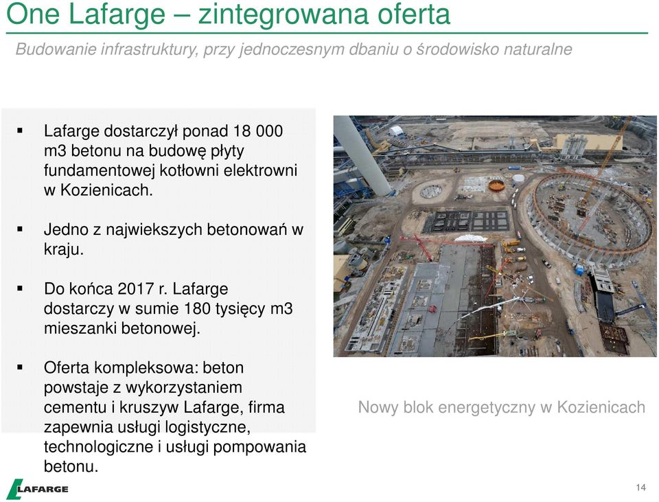 Do końca 2017 r. Lafarge dostarczy w sumie 180 tysięcy m3 mieszanki betonowej.