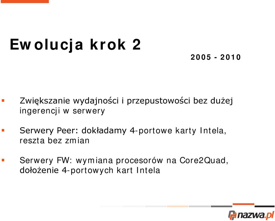 dokładamy 4-portowe karty Intela, reszta bez zmian Serwery