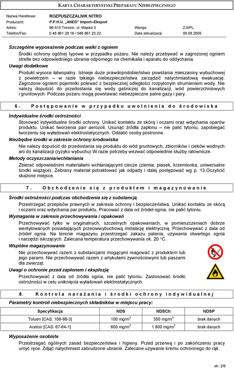 Istnieje dufe prawdopodobiehstwo powstania mieszaniny wybuchowej z powietrzem w razie takiego niebezpieczehstwa zarz!dzie natychmiastow! ewakuacjg.