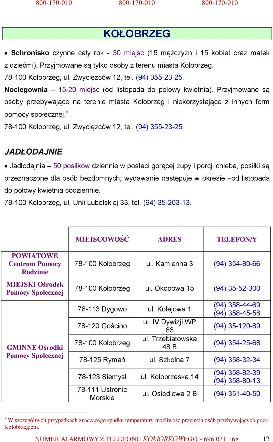 78-100 Kołobrzeg, ul. Zwycięzców 12, tel. (94) 355-23-25.