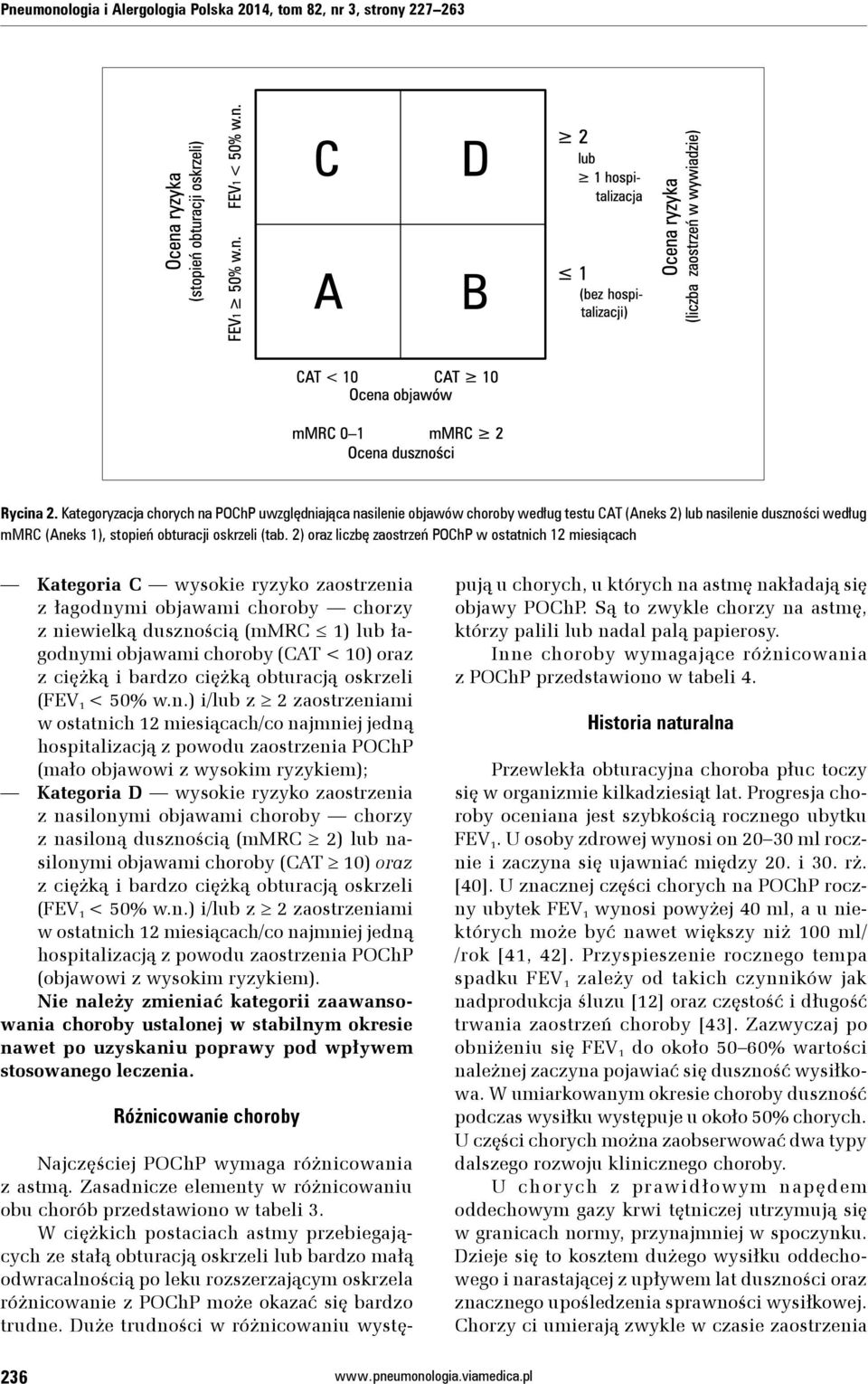 2) oraz liczbę zaostrzeń POChP w ostatnich 12 miesiącach Kategoria C wysokie ryzyko zaostrzenia z łagodnymi objawami choroby chorzy z niewielką dusznością (mmrc 1) lub łagodnymi objawami choroby (CAT