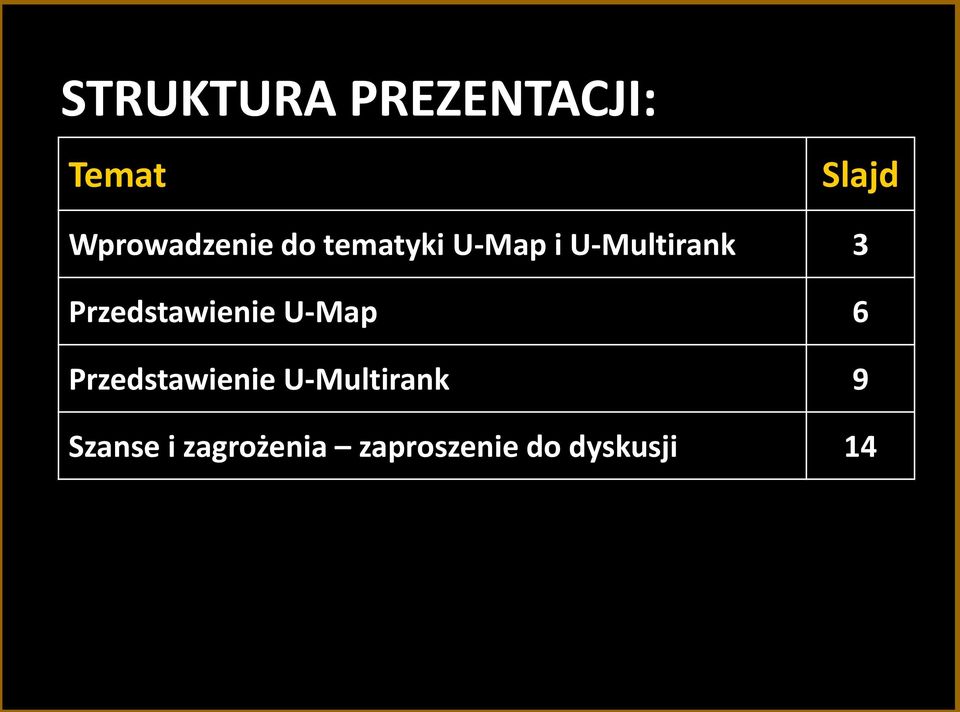 Przedstawienie U-Multirank 9 Szanse i zagrożenia