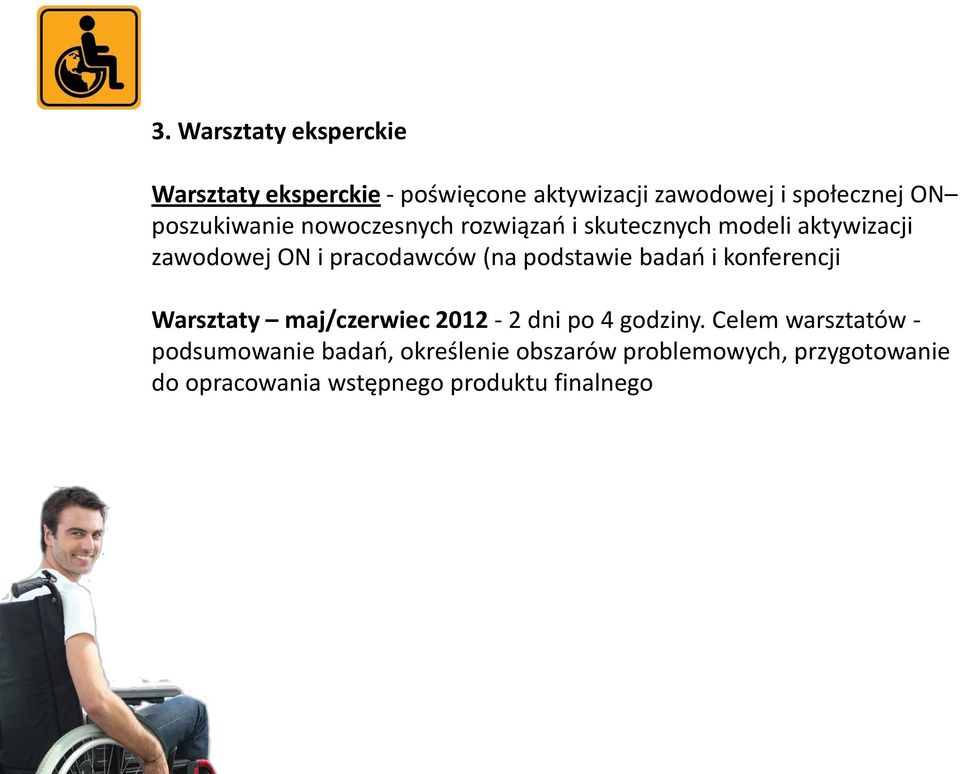 podstawie badań i konferencji Warsztaty maj/czerwiec 2012-2 dni po 4 godziny.