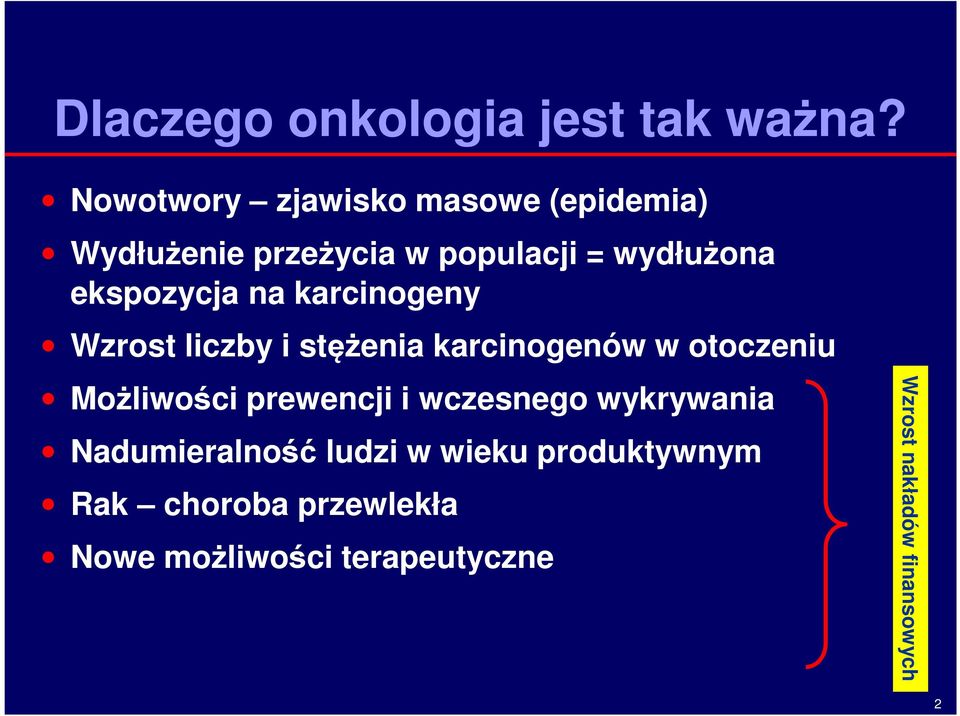 ekspozycja na karcinogeny Wzrost liczby i stężenia karcinogenów w otoczeniu Możliwości