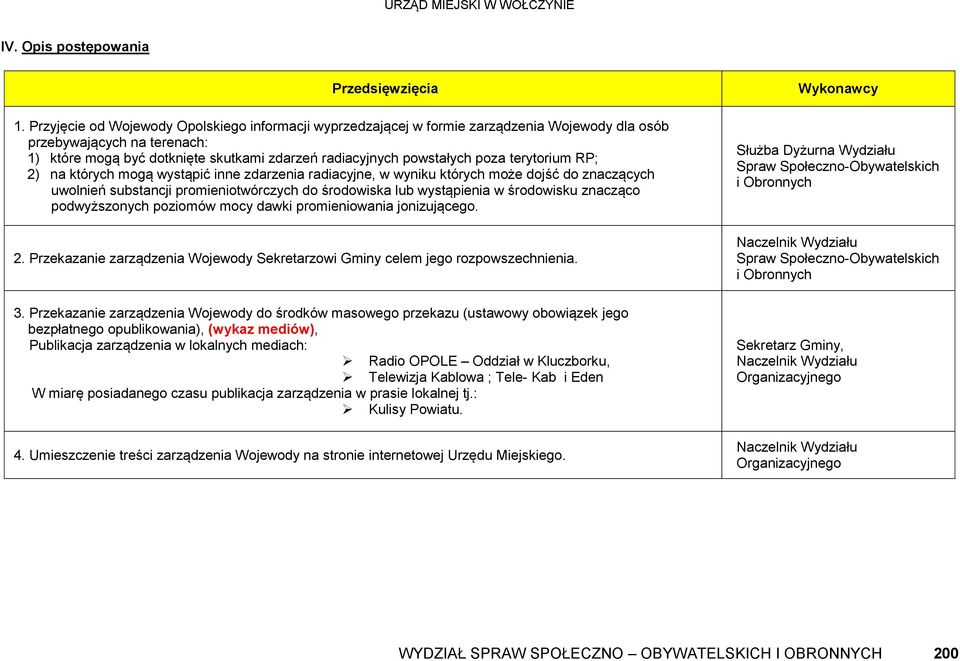 terytorium RP; 2) na których mogą wystąpić inne zdarzenia radiacyjne, w wyniku których może dojść do znaczących uwolnień substancji promieniotwórczych do środowiska lub wystąpienia w środowisku