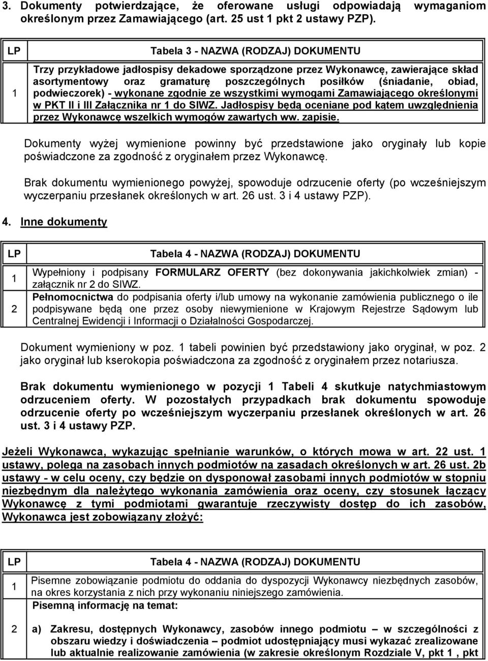 podwieczorek) - wykonane zgodnie ze wszystkimi wymogami Zamawiającego określonymi w PKT II i III Załącznika nr 1 do SIWZ.