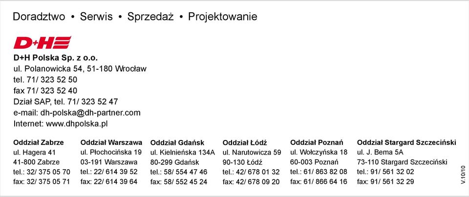 Płochocińska 19 03-191 Warszawa tel.: 22/ 614 39 52 fax: 22/ 614 39 64 Oddział Gdańsk ul. Kielnieńska 134A 80-299 Gdańsk tel.: 58/ 554 47 46 fax: 58/ 552 45 24 Oddział Łódź ul.