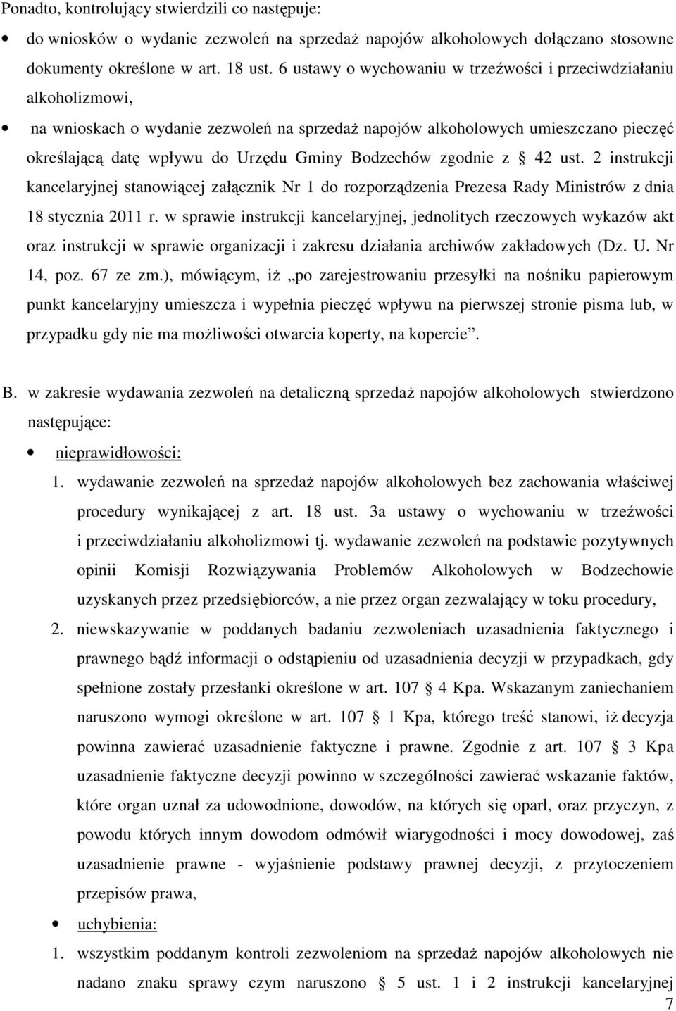 Bodzechów zgodnie z 42 ust. 2 instrukcji kancelaryjnej stanowiącej załącznik Nr 1 do rozporządzenia Prezesa Rady Ministrów z dnia 18 stycznia 2011 r.