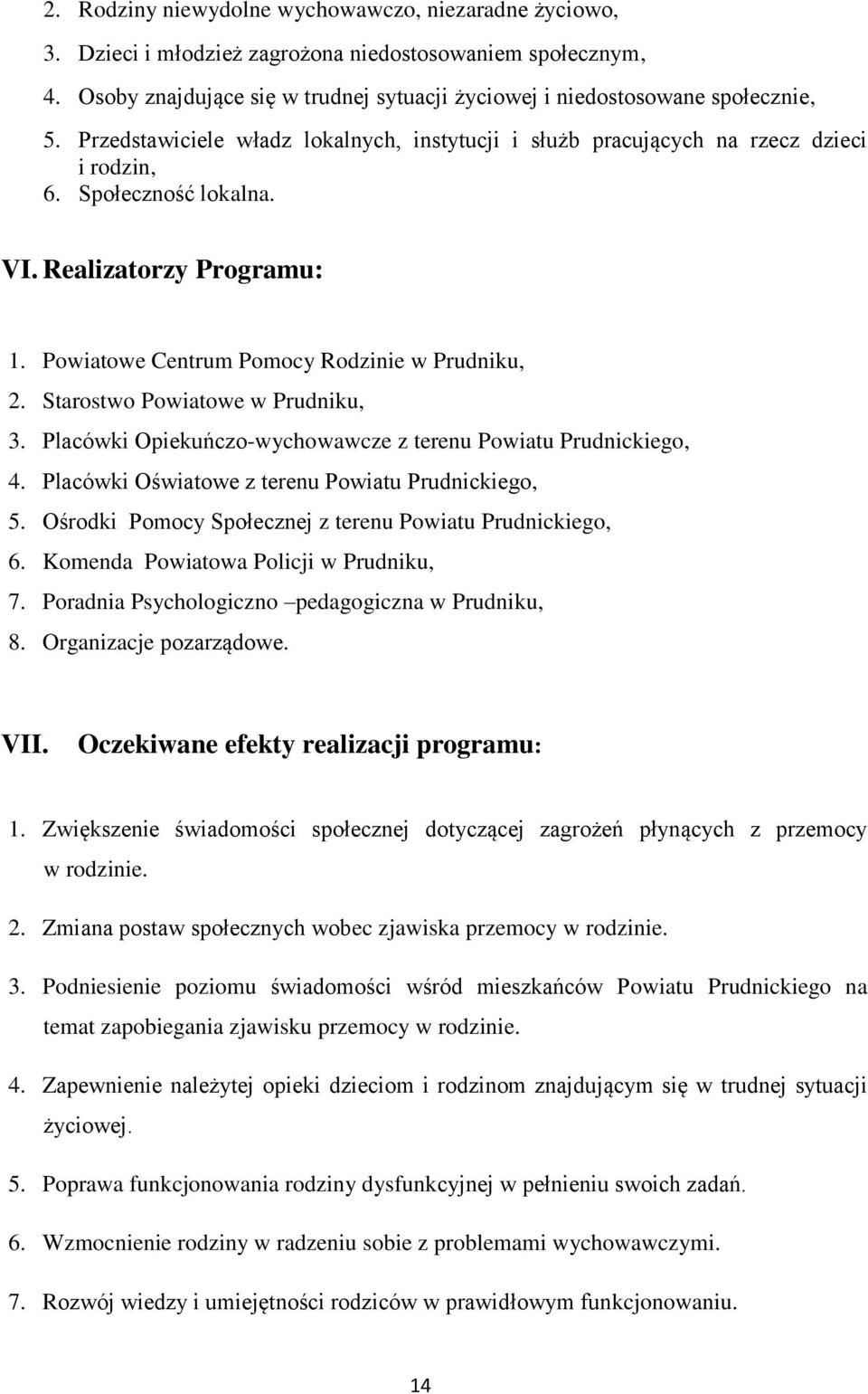 Starostwo Powiatowe w Prudniku, 3. Placówki Opiekuńczo-wychowawcze z terenu Powiatu Prudnickiego, 4. Placówki Oświatowe z terenu Powiatu Prudnickiego, 5.