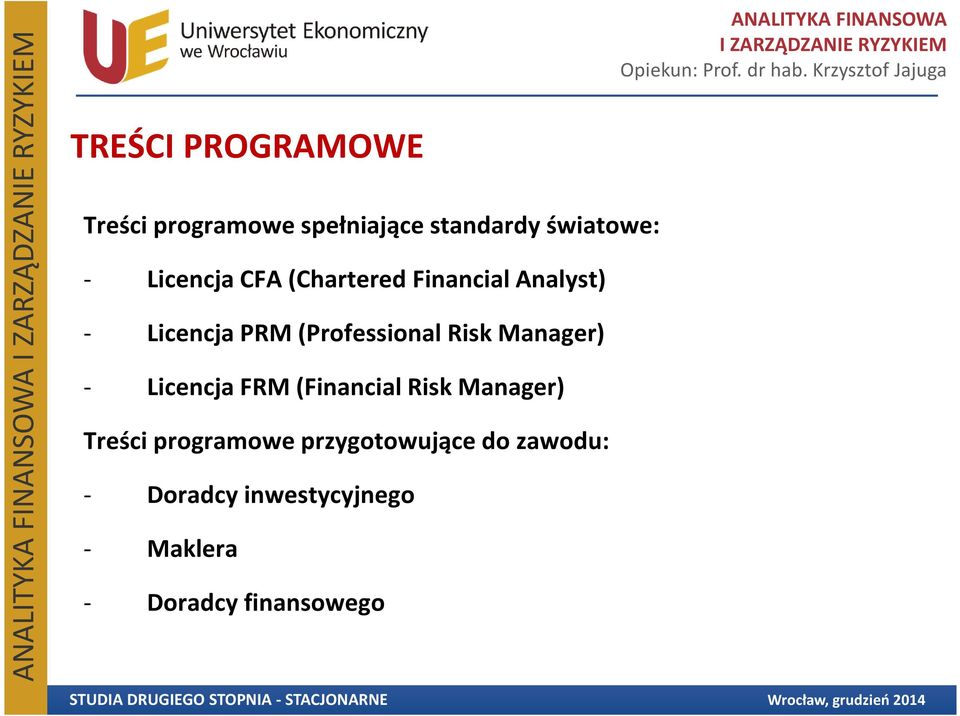 Risk Manager) - Licencja FRM (Financial Risk Manager) Treści programowe