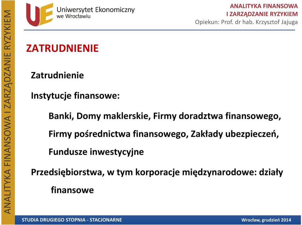 finansowego, Zakłady ubezpieczeń, Fundusze inwestycyjne