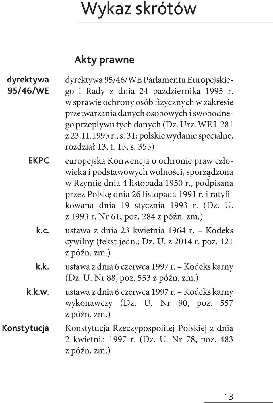 15, s. 355) europejska Konwencja o ochronie praw człowieka i podstawowych wolności, sporządzona w Rzymie dnia 4 listopada 1950 r., podpisana przez Polskę dnia 26 listopada 1991 r.