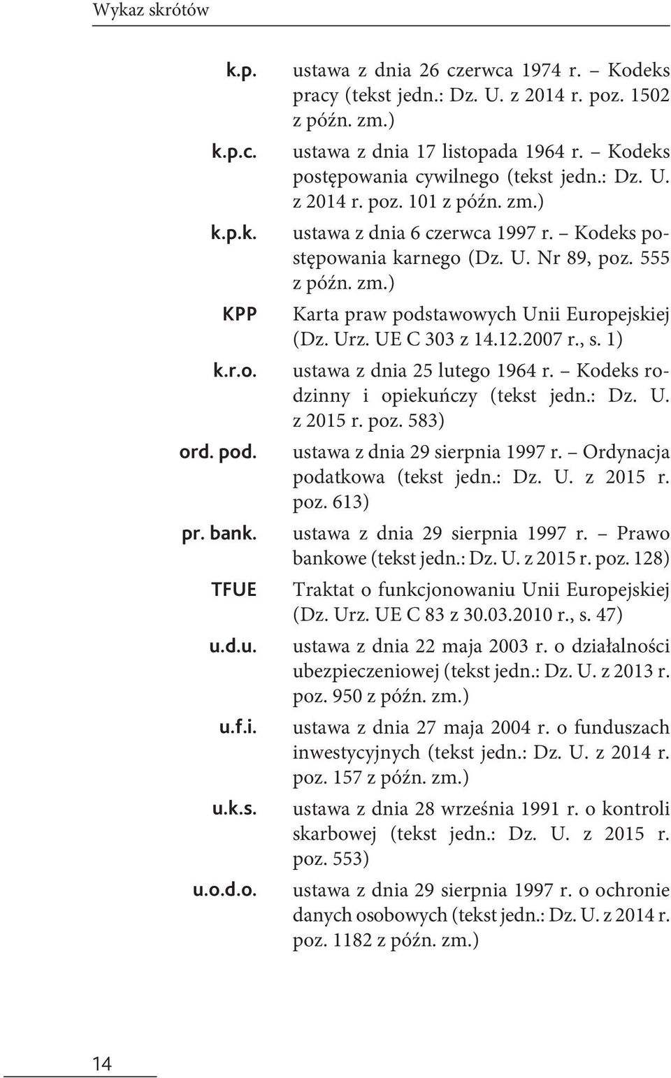 555 z późn. zm.) Karta praw podstawowych Unii Europejskiej (Dz. Urz. UE C 303 z 14.12.2007 r., s. 1) ustawa z dnia 25 lutego 1964 r. Kodeks rodzinny i opiekuńczy (tekst jedn.: Dz. U. z 2015 r. poz.