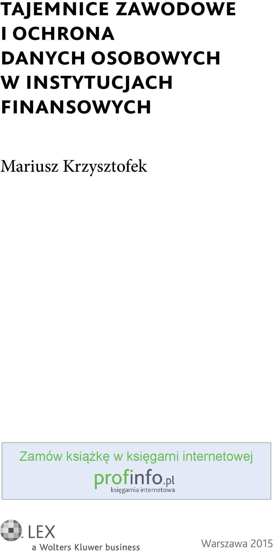 Mariusz Krzysztofek Zamów książkę w