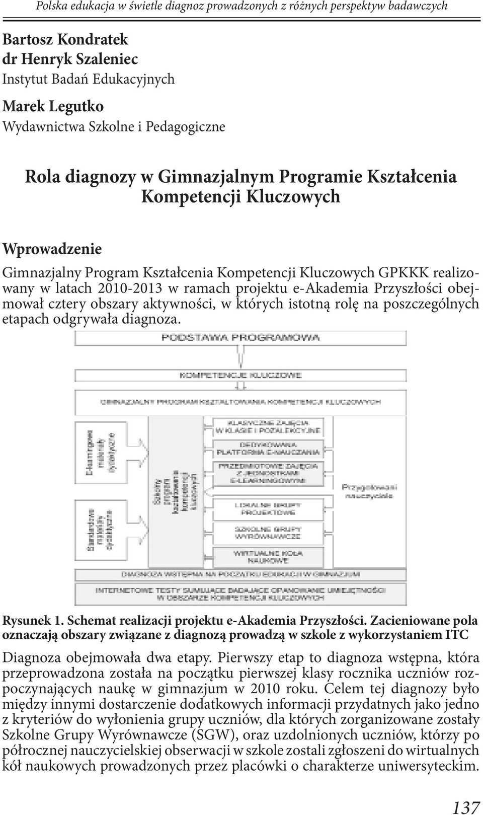 istotną rolę na poszczególnych etapach odgrywała diagnoza. Rysunek 1. Schemat realizacji projektu e-akademia Przyszłości.