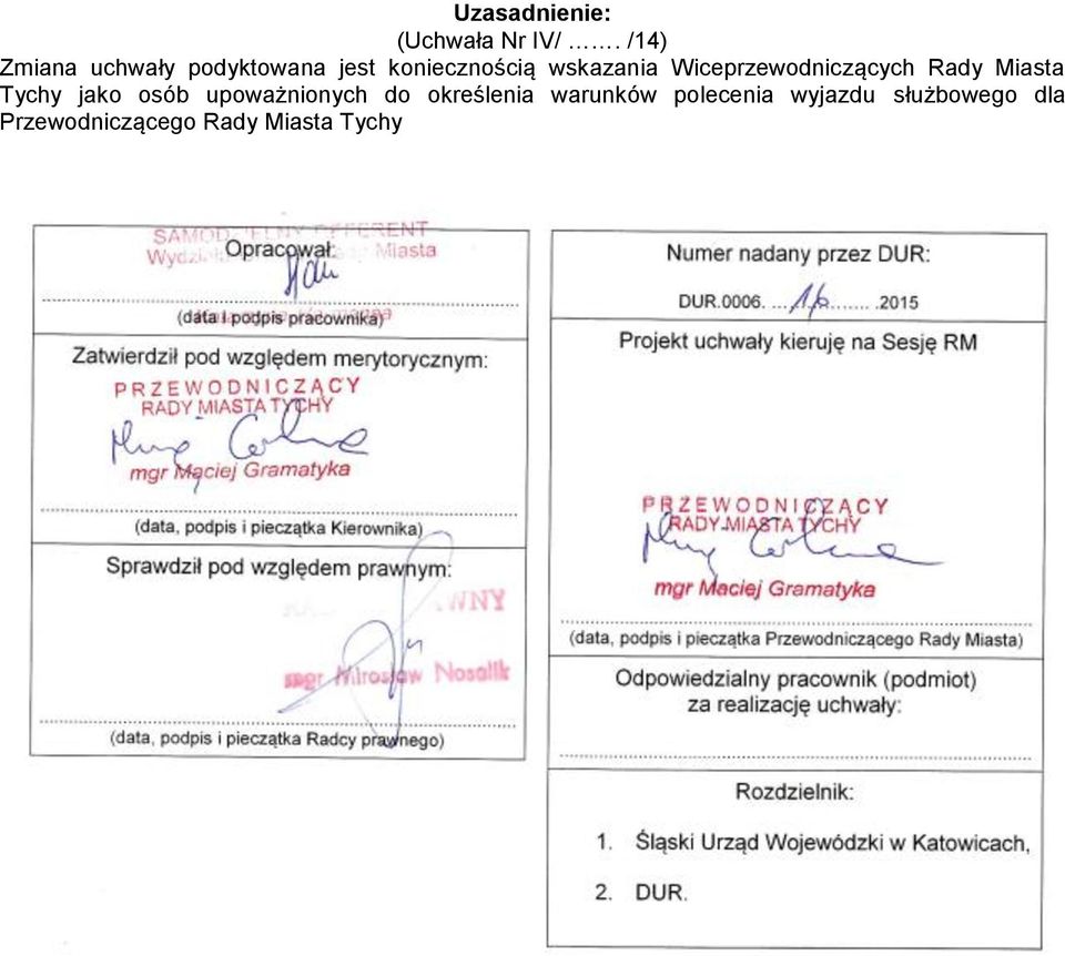 Wiceprzewodniczących Rady Miasta Tychy jako osób
