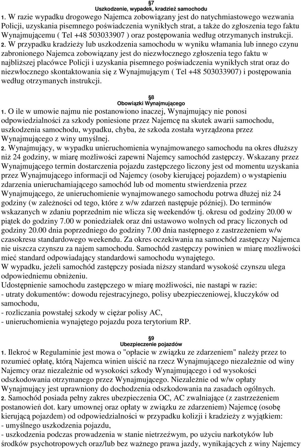 503033907 ) oraz postępowania według otrzymanych instrukcji. 2.