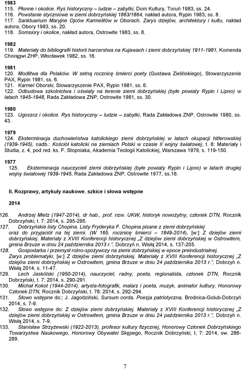 Materiały do bibliografii historii harcerstwa na Kujawach i ziemi dobrzyńskiej 1911-1981, Komenda Chorągwi ZHP, Włocławek 1982, ss. 16. 1981 120. Modlitwa dla Polaków.