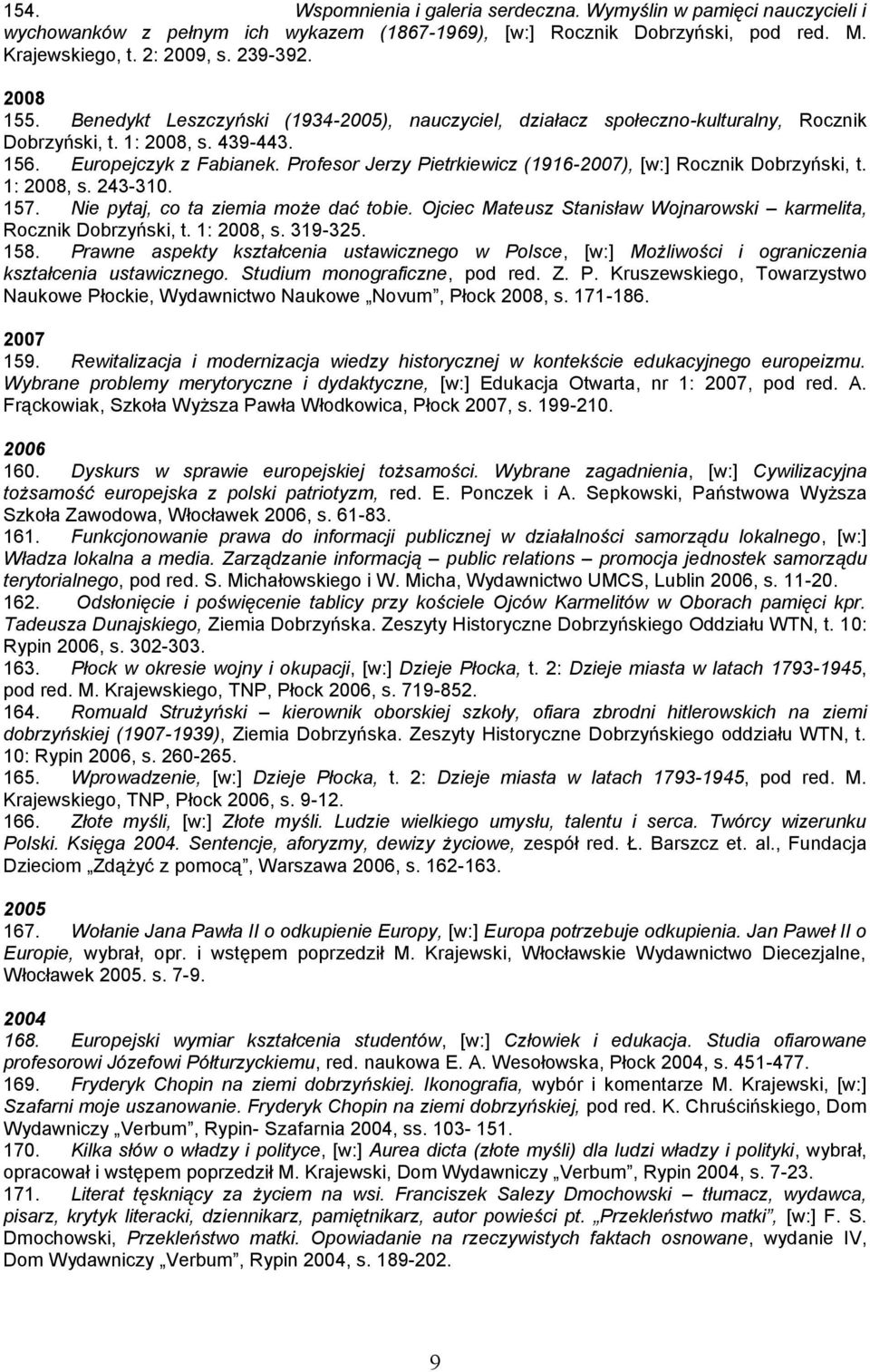 Profesor Jerzy Pietrkiewicz (1916-2007), [w:] Rocznik Dobrzyński, t. 1: 2008, s. 243-310. 157. Nie pytaj, co ta ziemia może dać tobie.