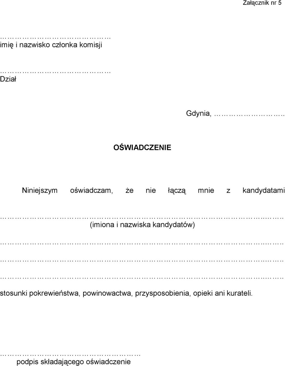 ... (imiona i nazwiska kandydatów).