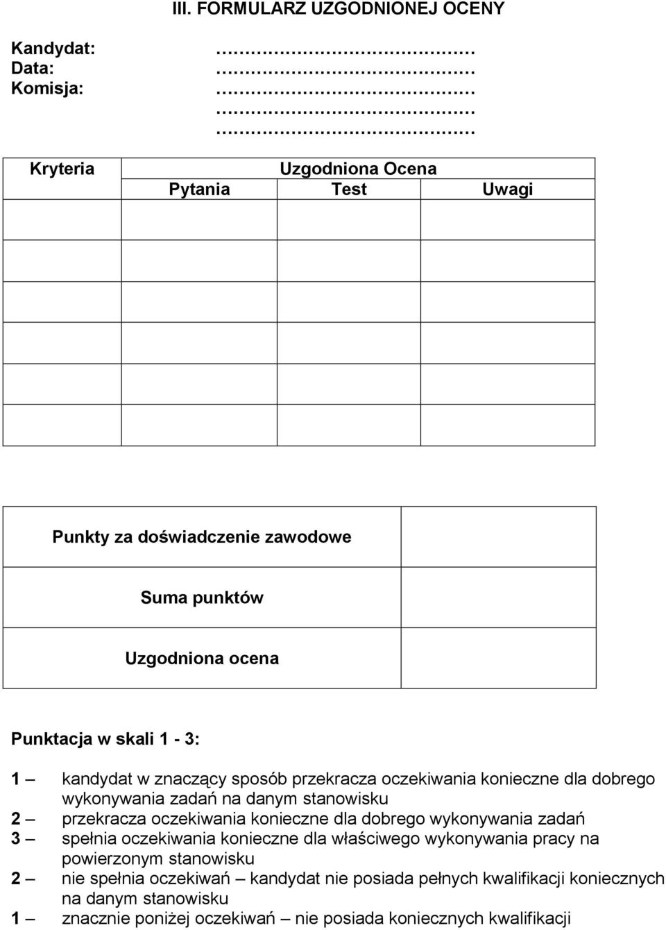 przekracza oczekiwania konieczne dla dobrego wykonywania zadań 3 spełnia oczekiwania konieczne dla właściwego wykonywania pracy na powierzonym stanowisku
