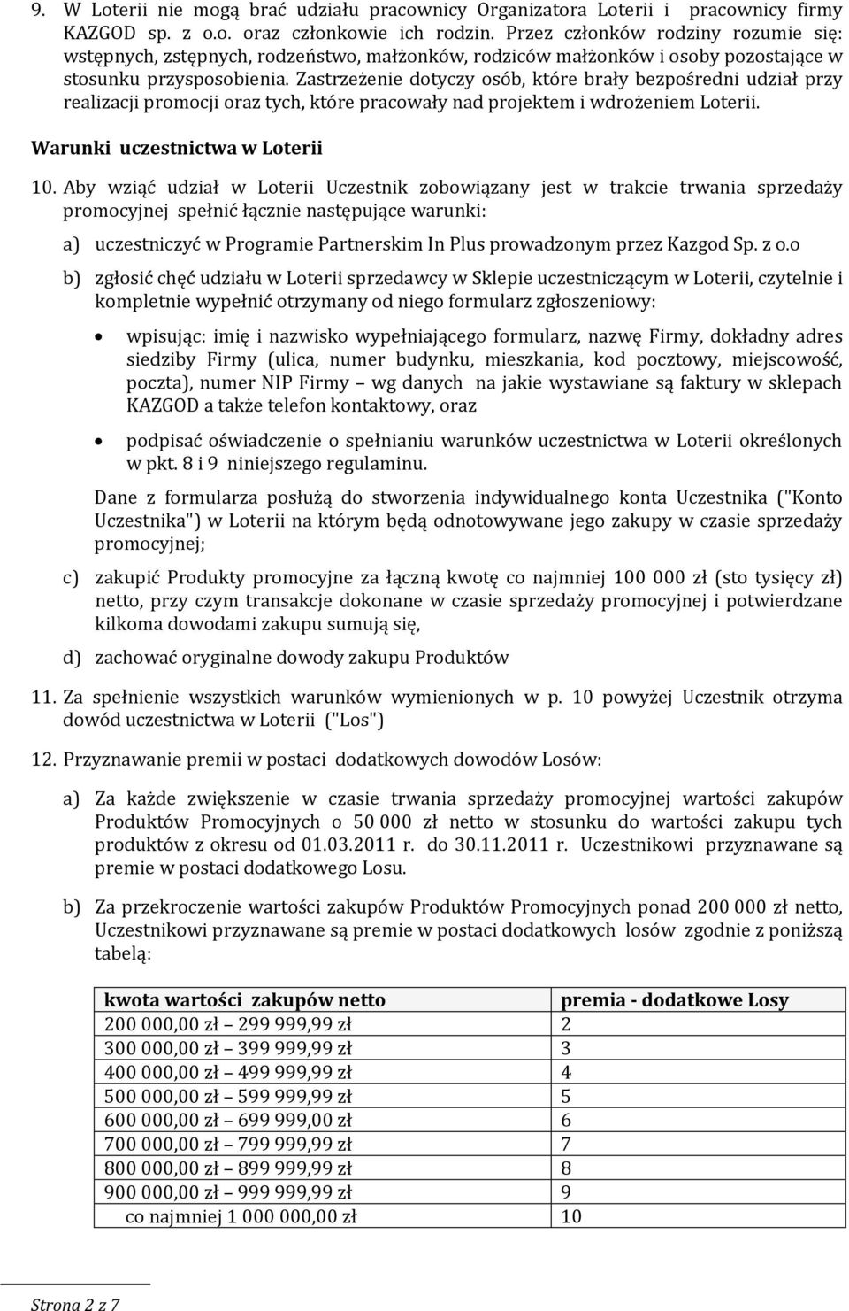 Zastrzeżenie dotyczy osób, które brały bezpośredni udział przy realizacji promocji oraz tych, które pracowały nad projektem i wdrożeniem Loterii. Warunki uczestnictwa w Loterii 10.