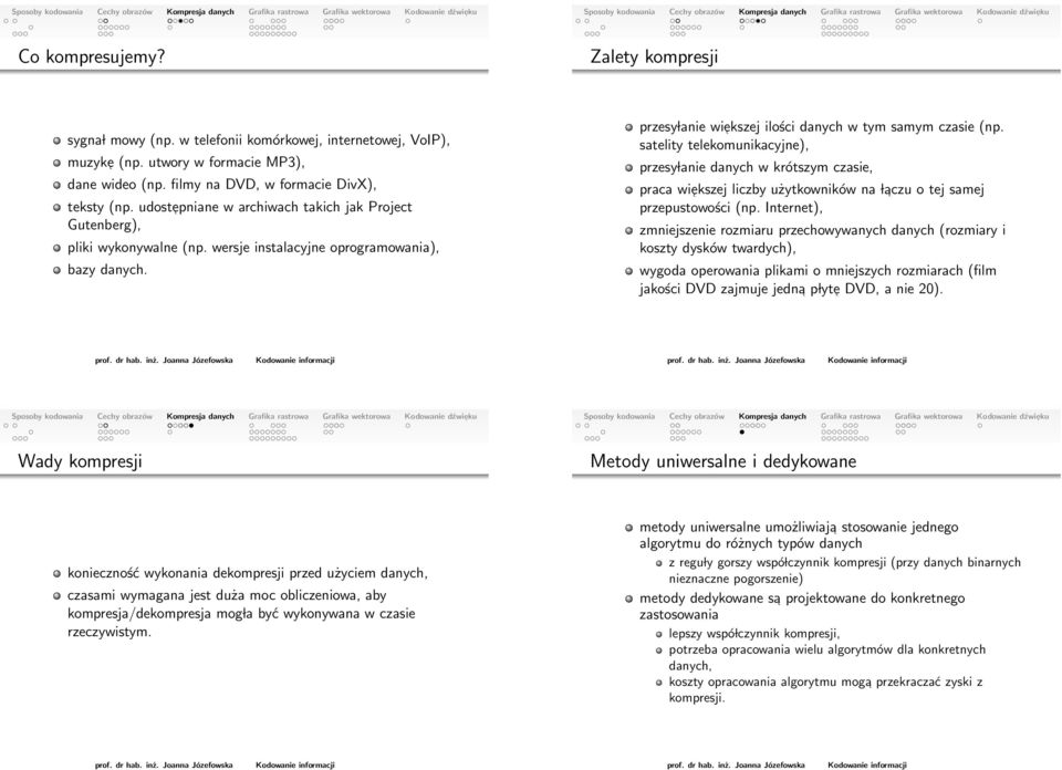 satelity telekomunikacyjne) przesy lanie danych w krótszym czasie praca wiekszej liczby użytkowników na l aczu o tej samej przepustowości (np.