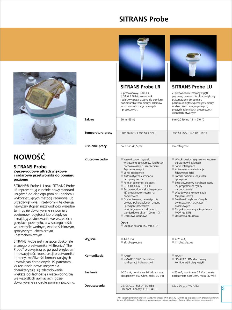 2 przewodowy, zasilany z p tli pràdowej, przetwornik ultradêwi kowy przeznaczony do pomiaru poziomu/obj toêci/przep ywu cieczy w zbiornikach magazynowych, prostych zbiornikach procesowych i kana ach