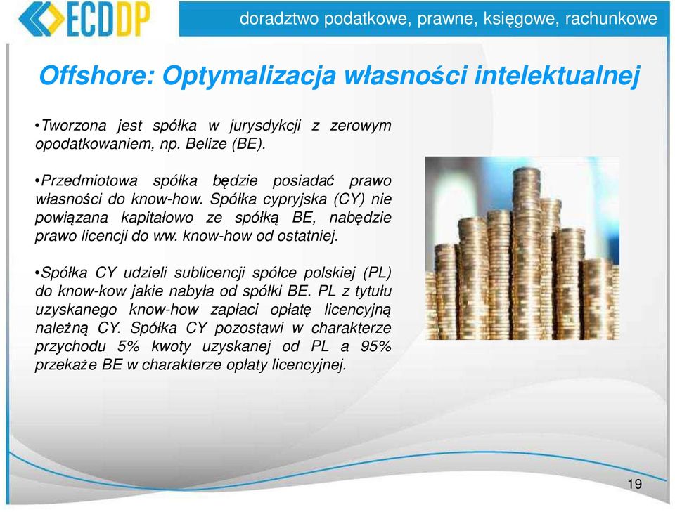 Spółka cypryjska (CY) nie powiązana kapitałowo ze spółką BE, nabędzie prawo licencji do ww. know-how od ostatniej.