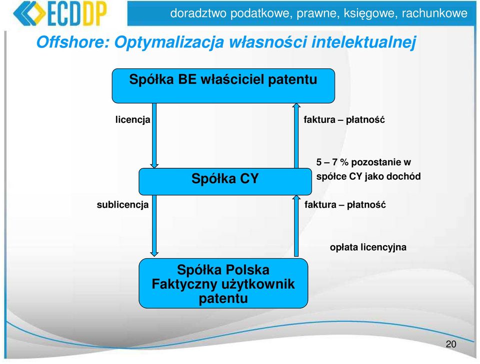 pozostanie w spółce CY jako dochód sublicencja faktura