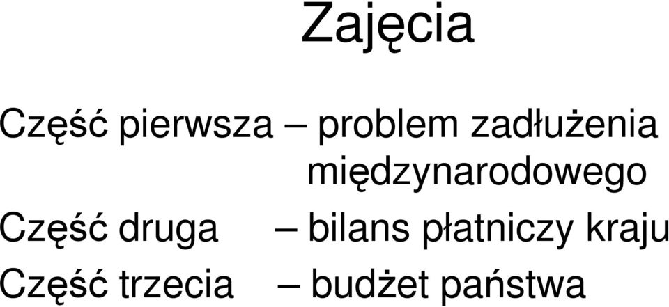 Część druga Część trzecia