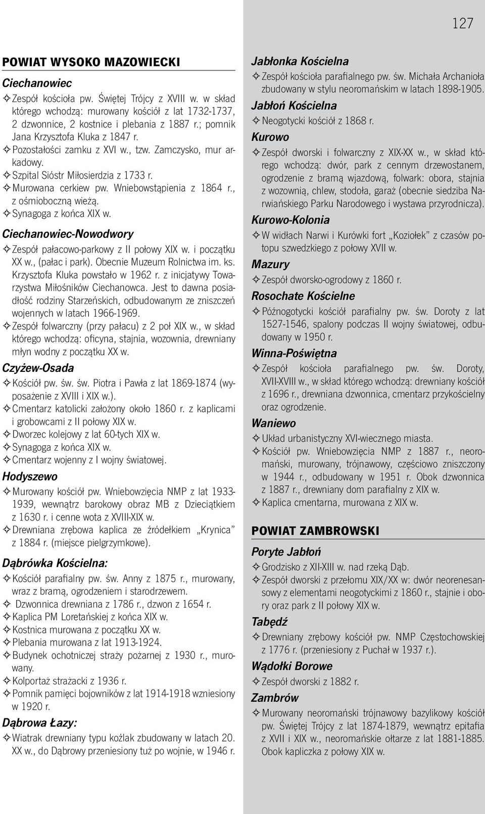 , z ośmioboczną wieżą. *Synagoga * z końca XIX w. Ciechanowiec-Nowodwory *Zespół * pałacowo-parkowy z II połowy XIX w. i początku XX w., (pałac i park). Obecnie Muzeum Rolnictwa im. ks.