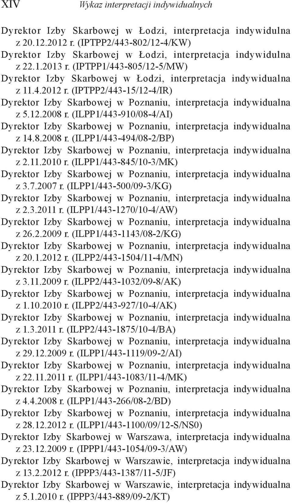 (IPTPP2/443-15/12-4/IR) z 5.12.2008 r. (ILPP1/443-910/08-4/AI) z 14.8.2008 r. (ILPP1/443-494/08-2/BP) z 2.11.2010 r. (ILPP1/443-845/10-3/MK) z 3.7.2007 r. (ILPP1/443-500/09-3/KG) z 2.3.2011 r.
